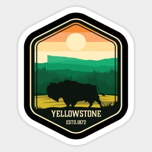 Bison on Yellowstone National Park Graphic Design T-shirt Sticker